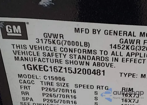 2005 GMC Yukon Xl 1500 Sle z USA, uszkodzony, nr VIN 1GKEC16Z15J200481